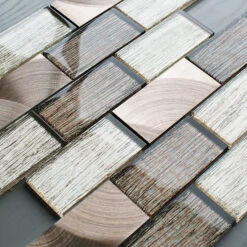 Portland Brown Glass And Aluminium Brick Mosaic