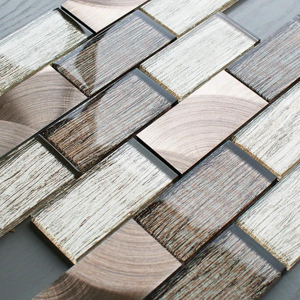 Portland Brown Glass And Aluminium Brick Mosaic 3 Portland Brown Glass And Aluminium Brick Mosaic