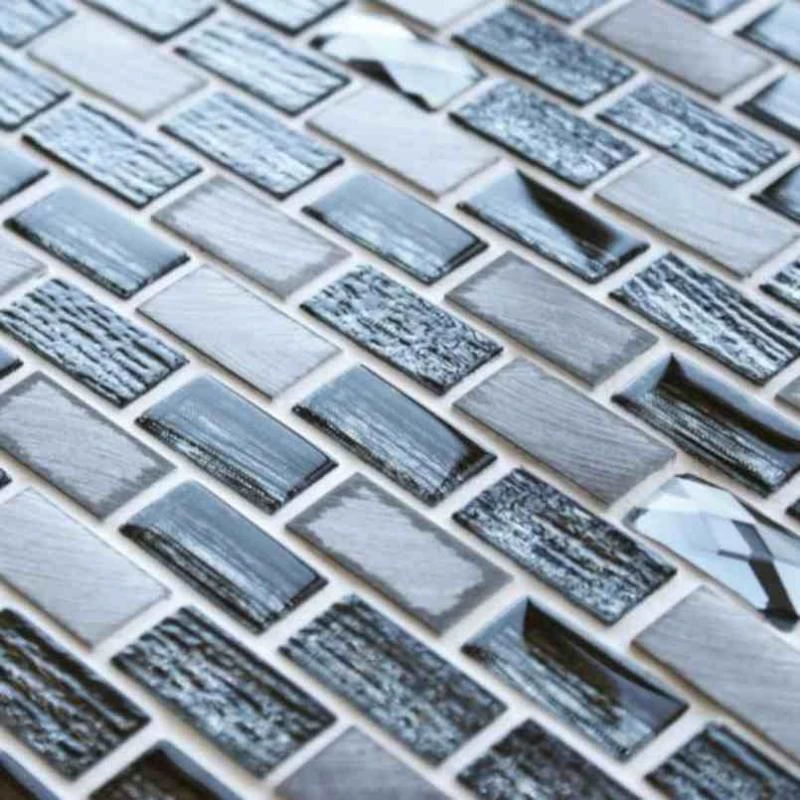 Tiffany Grey Glass Brick Mosaic 3 Tiffany Grey Glass Brick Mosaic